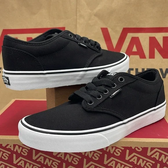 Vans Men’s Canvas Sneakers Classic Low-Top Design Atwood (Canvas) Black/White